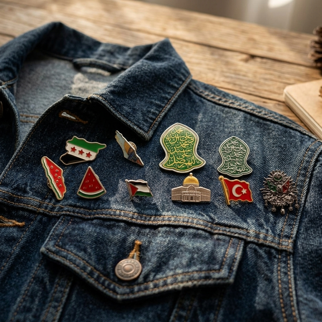 Desenli Metal Görünümlü Rozetler